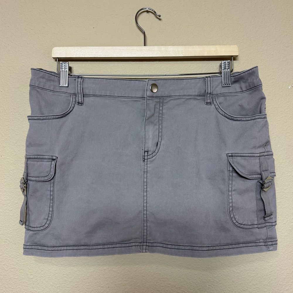 Wild Fable skirt women 12 elastic waist cotton blend cargo mini grey